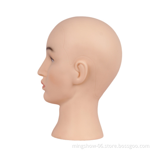 Smiling eyelash extension mannequin head with removable eyelids
